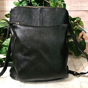 L.Credi Italian Pebbled Leather Convertible Backpack Crossbody  Shoulder Bag